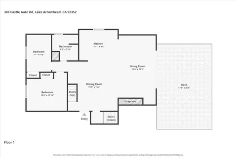 Floorplan - 349 Castle Gate, Lake Arrowhead, CA 92352 photo 3 of 4