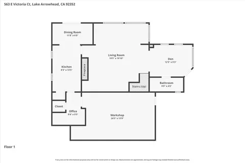 Floorplan - 563 E Victoria Ct, Lake Arrowhead, CA 92352 photo 1 of 2
