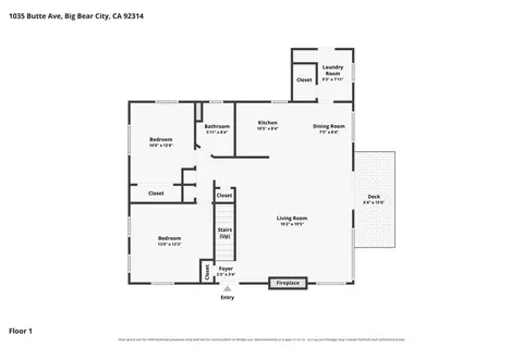 Floorplan - 1035 Butte Ave, Big Bear City, CA 92314 photo 1 of 3