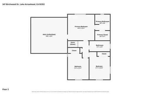 Floorplan - 347 Birchwood, Lake Arrowhead, CA 92352 photo 2 of 3