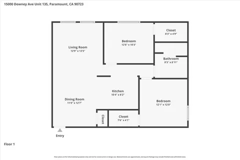 Floorplan - 15000 Downey Ave #135, Paramount, CA 90723 photo 1 of 1