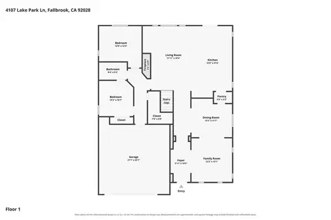 Floorplan - 4107 Lake Park, Fallbrook, CA 92028 photo 1 of 3