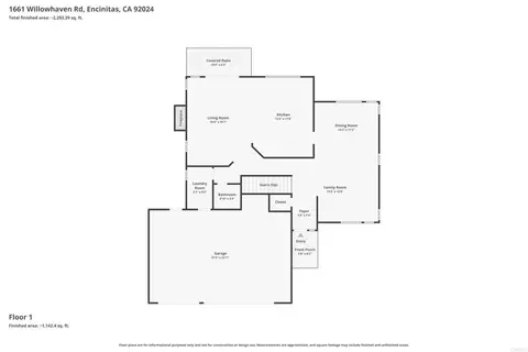 Floorplan - 1661 Willowhaven, Encinitas, CA 92024 photo 1 of 3