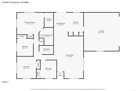 Floorplan - 722 8th St, Ramona, CA 92065 photo 1 of 1