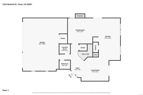 Floorplan - 1523 Madrid Dr, Vista, CA 92081 photo 1 of 3