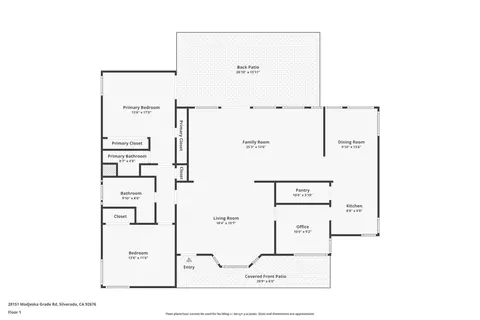 Floorplan - 28151 Modjeska Grade Rd, Silverado, CA 92676 photo 1 of 1