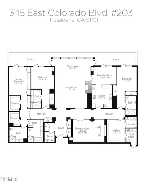 Floorplan - 345 E Colorado Blvd #203, Pasadena, CA 91101 photo 2 of 2