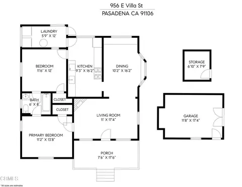 Floorplan - 956 E Villa St, Pasadena, CA 91106 photo 1 of 1