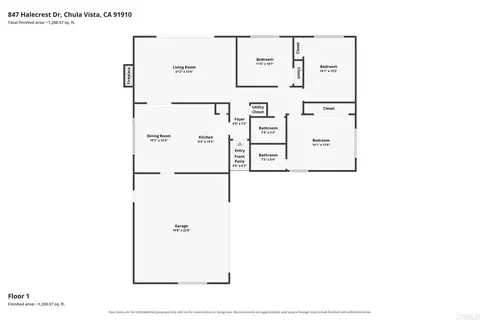 Floorplan - 847 Halecrest Dr, Chula Vista, CA 91910 photo 1 of 1