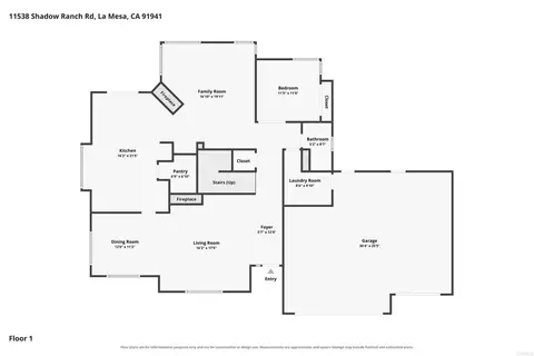 Floorplan - 11538 Shadow Ranch Rd, La Mesa, CA 91941 photo 1 of 2