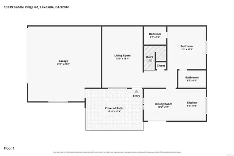 Floorplan - 13239 Saddle Ridge Rd, Lakeside, CA 92040 photo 2 of 3