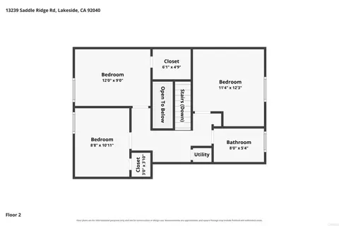 Floorplan - 13239 Saddle Ridge Rd, Lakeside, CA 92040 photo 3 of 3