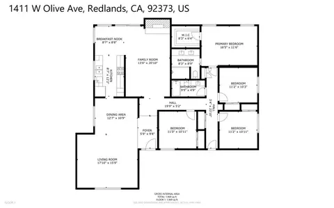 Floorplan - 1411 W Olive, Redlands, CA 92373 photo 1 of 1