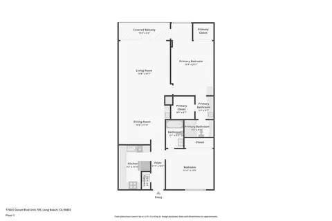 Floorplan - 1750 E Ocean Blvd #709, Long Beach, CA 90802 photo 2 of 2