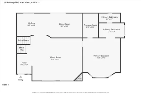 Floorplan - 11625 Cenegal, Atascadero, CA 93422 photo 1 of 4