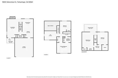 Floorplan - 18551 Glenview Ct, Tehachapi, CA 93561 photo 1 of 1