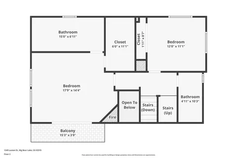 Floorplan - 1349 Lassen Dr, Big Bear Lake, CA 92315 photo 2 of 3