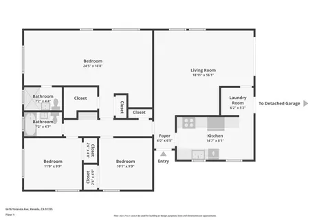 Floorplan - 6616 Yolanda Ave, Reseda, CA 91335 photo 1 of 2