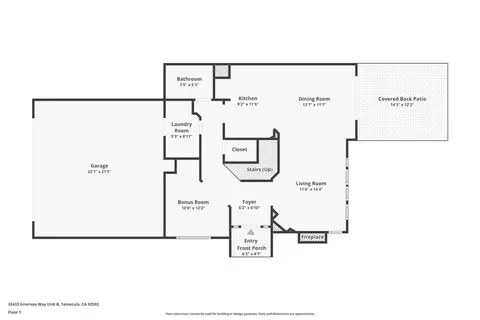 Floorplan - 33433 Emerson Way #B, Temecula, CA 92592 photo 1 of 3