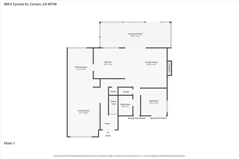 Floorplan - 809 E Cyrene St, Carson, CA 90746 photo 1 of 3