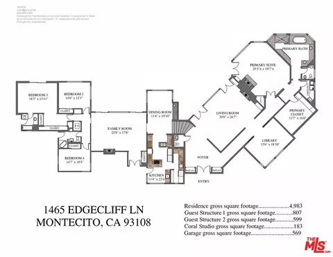 Floorplan - 1465 Edgecliff Ln, Montecito, CA 93108 photo 1 of 2