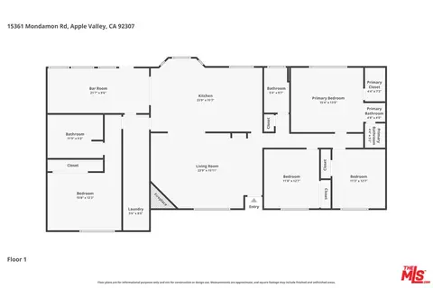 Floorplan - 15361 Mondamon Rd, Apple Valley, CA 92307 photo 1 of 1