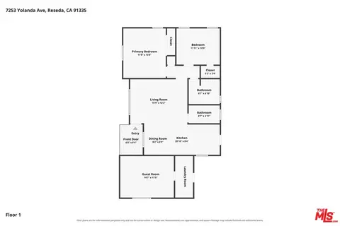 Floorplan - 7253 Yolanda Ave, Reseda, CA 91335 photo 1 of 1