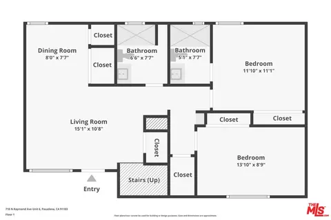 Floorplan - 718 N Raymond Ave #6, Pasadena, CA 91103 photo 1 of 3