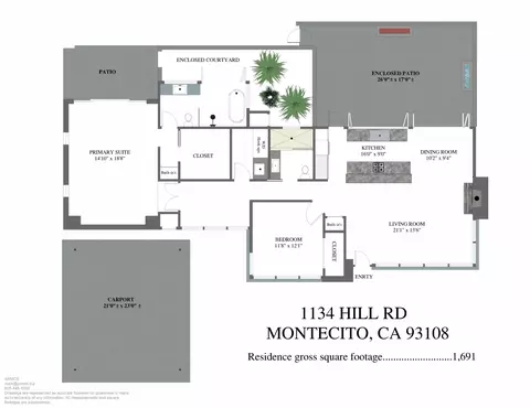 Floorplan - 1134 Hill Rd, Montecito, CA 93108 photo 1 of 1