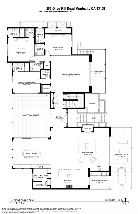 Floorplan - 285 Olive Mill Rd, Montecito, CA 93108 photo 2 of 3