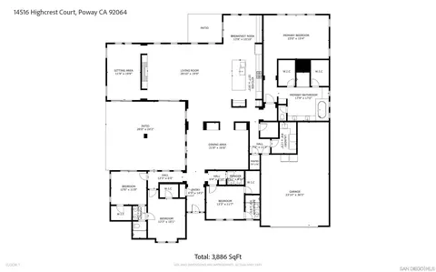 Floorplan - 14516 Highcrest Ct, Poway, CA 92064 photo 1 of 2