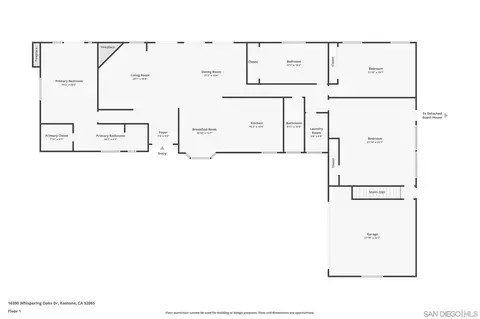 Floorplan - 16390 Whispering Oaks Dr, Ramona, CA 92065 photo 2 of 4