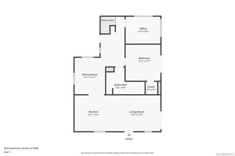 Floorplan - 8545 Gardena Rd, Lakeside, CA 92040 photo 2 of 3
