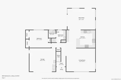 Floorplan - 8007 Wetherly St, La Mesa, CA 91941 photo 1 of 2