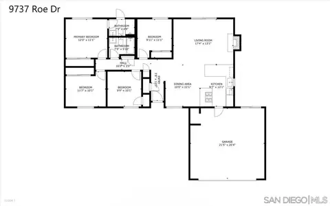 Floorplan - 9737 Roe Dr, Santee, CA 92071 photo 1 of 1
