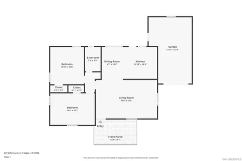 Floorplan - 637 Jefferson Ave, El Cajon, CA 92020 photo 1 of 1
