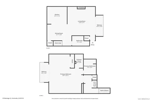 Floorplan - 22 Montego Ct, Coronado, CA 92118 photo 1 of 3