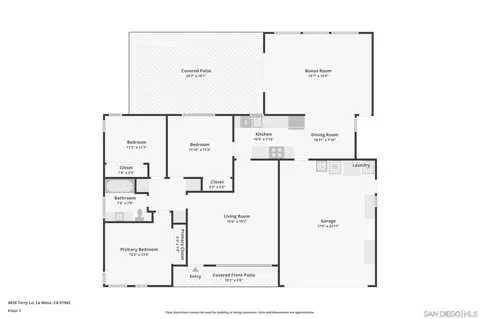 Floorplan - 4626 Terry Ln, La Mesa, CA 91942 photo 1 of 1