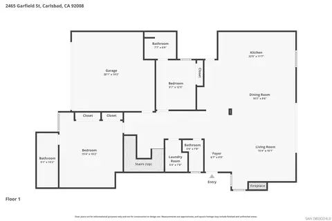 Floorplan - 2465 Garfield St, Carlsbad, CA 92008 photo 1 of 3