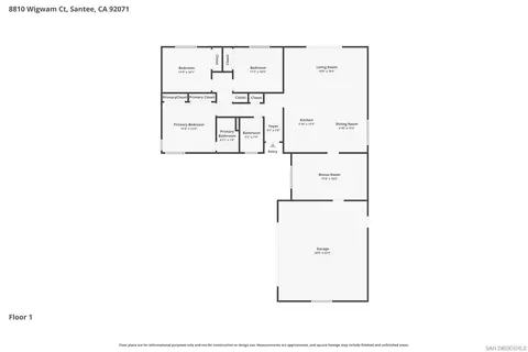 Floorplan - 8810 Wigwam Ct, Santee, CA 92071 photo 1 of 1