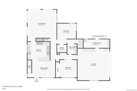 Floorplan - 974 Via Hillview, Fallbrook, CA 92028 photo 1 of 3
