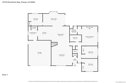 Floorplan - 13718 Ahwahnee, Poway, CA 92064 photo 1 of 2