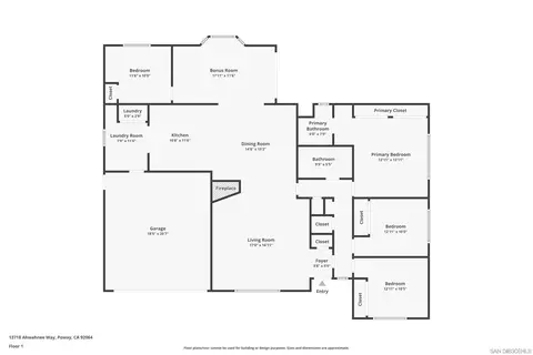 Floorplan - 13718 Ahwahnee, Poway, CA 92064 photo 2 of 2