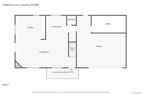 Floorplan - 11968 Demi Lee Ln, Lakeside, CA 92040 photo 1 of 3