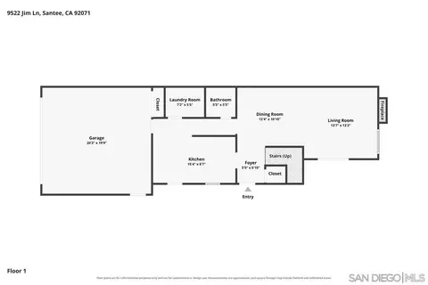Floorplan - 9522 Jim Ln, Santee, CA 92071 photo 2 of 3
