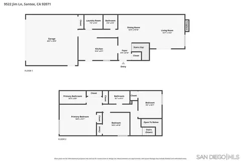 Floorplan - 9522 Jim Ln, Santee, CA 92071 photo 1 of 3