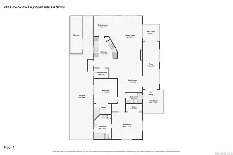 Floorplan - 243 Havenview Ln, Oceanside, CA 92056 photo 1 of 1