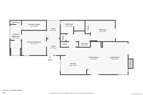 Floorplan - 1301 Gary Ln, Escondido, CA 92026 photo 1 of 1