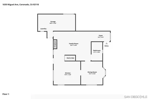 Floorplan - 1630 Miguel Ave, Coronado, CA 92118 photo 1 of 2