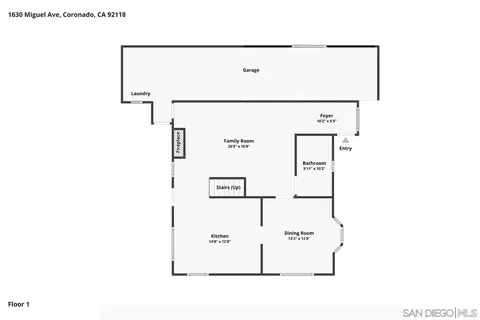 Floorplan - 1630 Miguel Ave, Coronado, CA 92118 photo 1 of 2